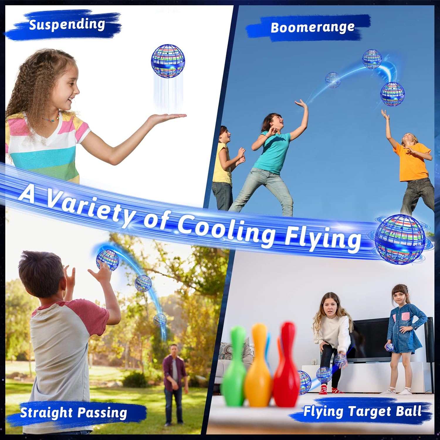 Flying Orb Ball Toys 2 Pack, Soaring Hover Boomerang Spinner Hand Controlled Mini Drone Cosmic Globe Spinning Kids Adults Outdoor Fly Toy Birthday Gift Cool Stuff for Boys Girls 6 7 8 9 10  Year Old